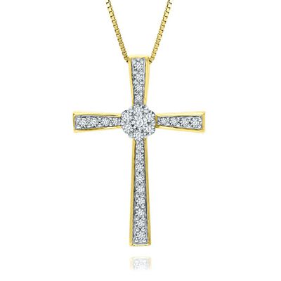1/5 ct. tw. Diamond Cross Pendant in 10K Yellow Gold