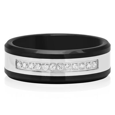 Men's 1/7 ct. tw. Diamond Band in Stainless Steel & Ceramic