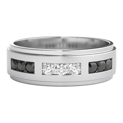Men's 3/8 ct. tw. Black & White Diamond Ring in 10K White Gold