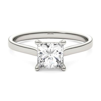 Princess-cut Moissanite Solitaire Ring in 14K White Gold (7/8 ct. dew)