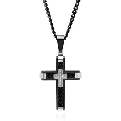 Men's Franco Cross Pendant in Stainless Steel