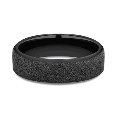 Men's Concrete Pattern Band in Black Titanium, 6.5MM
