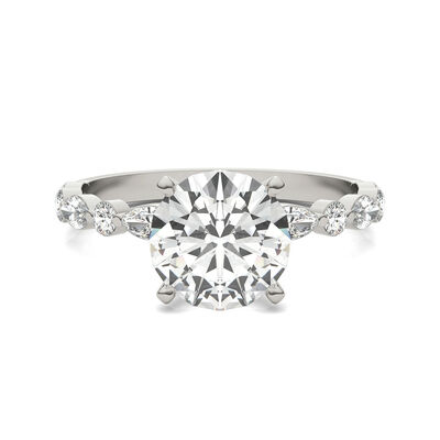 Round Moissanite Ring in 14K White Gold (2 1/3 ct. dew)