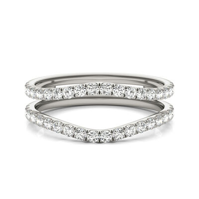 Lab Created Moissanite Curved Ring Insert in 14K White Gold