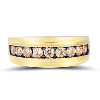 Men’s Champagne Diamond Band in 10K Yellow Gold
