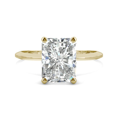 Radiant-Cut Moissanite Ring with Knife-Edge Band in 14K Yellow Gold (2 3/4 ct. dew)