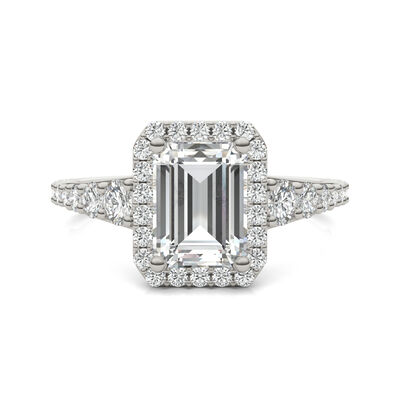 Lab-Created Moissanite Engagement Ring in 14K White Gold