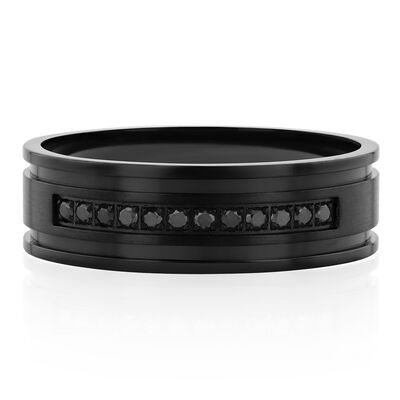 Men's Black Diamond Band in Black Stainless Steel (1/7 ct. tw.)