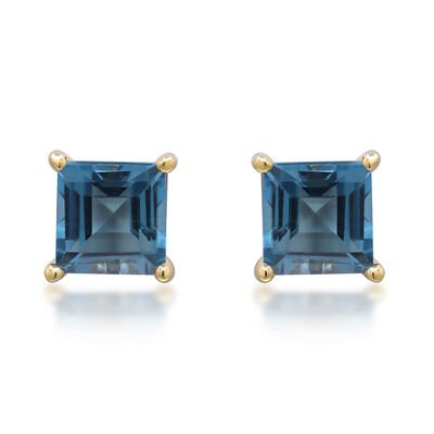 London Blue Topaz Studs in 10K Yellow Gold