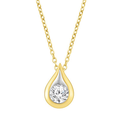 Lab Grown Diamond Tear Drop Pendant in 14K Yellow Gold