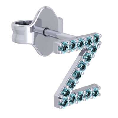 Personalized Gemstone Initial Single Stud Earring