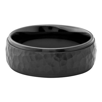 Men’s Grooved Edges Wedding Band in Black Zirconium, 8MM