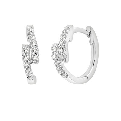 Diamond Bypass Hoop Earrings in 10K White Gold (1/7 ct. tw.)