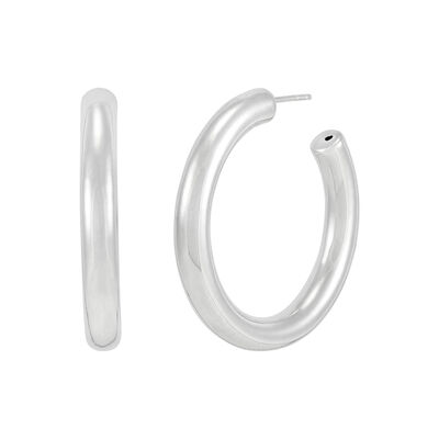Polished Tube Hoops in Sterling Silver