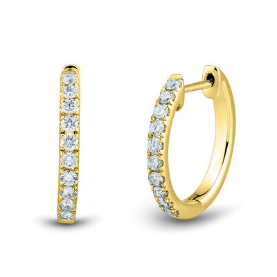 Lab Grown Diamond Hinged Back Hoops in 14K Gold