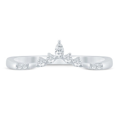 Marquise-Cut and Round Chevron Contour Band in 14K Gold (1/8 ct. tw.)