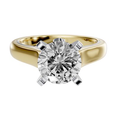 Lab Grown Diamond Accent Semi-Mount Engagement Ring in 14K White and Yellow Gold (Setting Only)