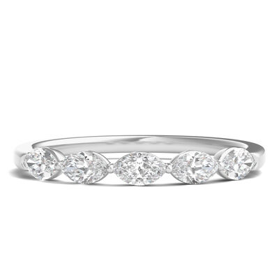 Lab Grown Diamond Marquise-Cut 5-Stone Anniversary Band in 14K Gold