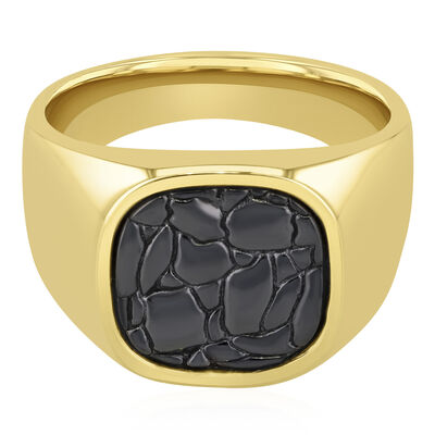 Men's Black Texture Ring in Vermeil, 15MM