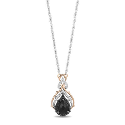 Maleficent Black Onyx and Diamond Pendant in Sterling Silver & 10K Rose Gold (1/7 ct. tw.)