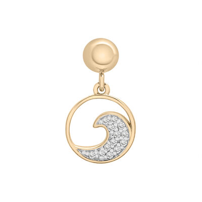 Diamond Accent Wave Disc Bead Charm