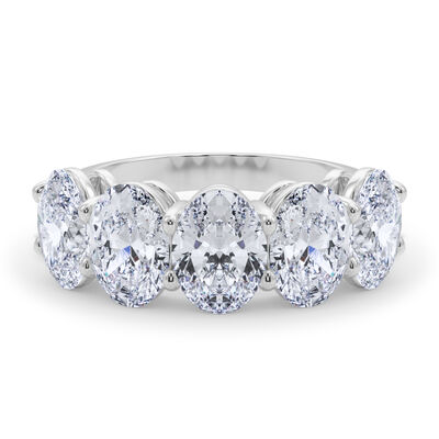 Lab Grown Diamond Oval Five-Stone Band in 14K White Gold (5 ct. tw.)