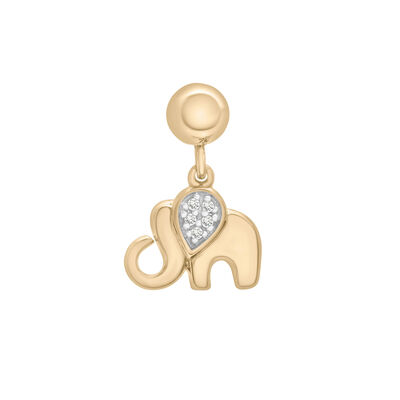 Diamond Accent Elephant Bead Charm