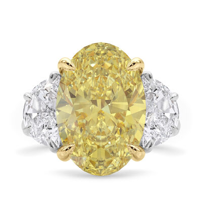 Lab Grown Diamond Yellow Oval Center Engagement Ring in Platinum and 18K Yellow Gold (6 1/4 ct. tw.)