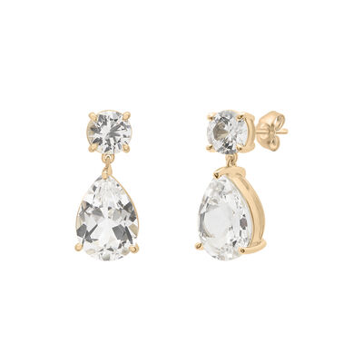 Lab-Created White Sapphire Pear Drop Earrings in Vermeil