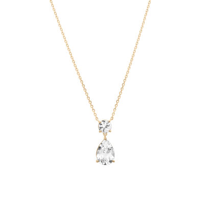 Lab-Created White Sapphire Drop Pendant in Vermeil