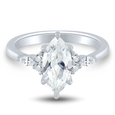 Lab Grown Diamond Marquise-Cut Engagement Ring in 14K Gold