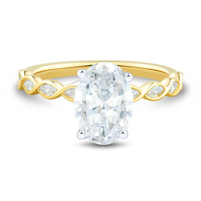Lab Grown Diamond Oval Shaped Engagement Ring in 14K White & Yellow Gold (2-1/2 ct. tw.)