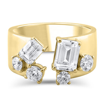Lab Grown Diamond Multi-Shape Emerald-Cut and Round Band in 14K Yellow Gold (2 ct. tw.)