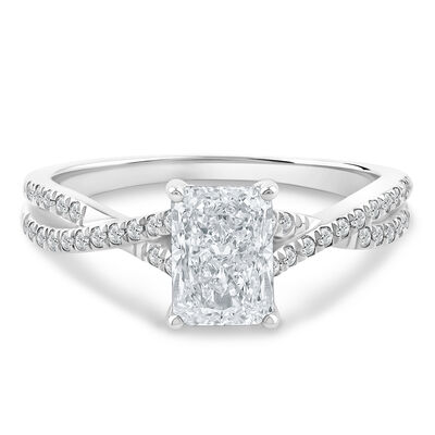 Radiant-Cut Diamond Crossover Engagement Ring in 14K White Gold (1 1/4 ct. tw.)