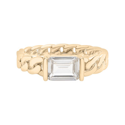 Gemstone Curb Link Ring in Vermeil
