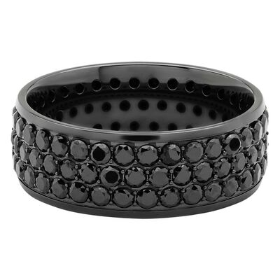 Men's Black Diamond Multi-Row Eternity Band in Black Zirconium (3 ct. tw.)