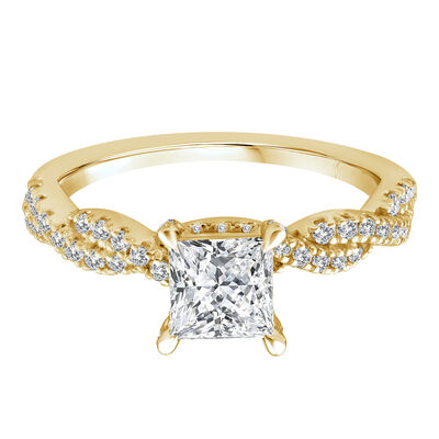 Lab Grown Diamond Princess-Cut Engagement Ring in 10K Gold