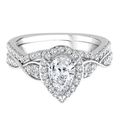 Lab Grown Diamond Pear-Shaped Engagement Ring in 10K Gold