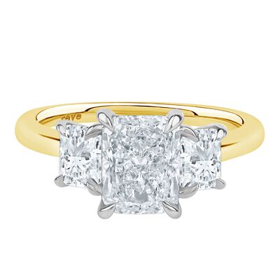 Scottie Lab Grown Diamond Radiant-Cut Three-Stone Engagement Ring in 14K Gold (3 ct. tw.)