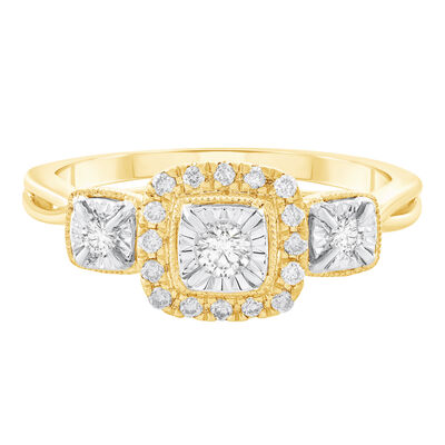 Diamond Three Stone Ring in 10K Gold (1/4 ct. tw.)