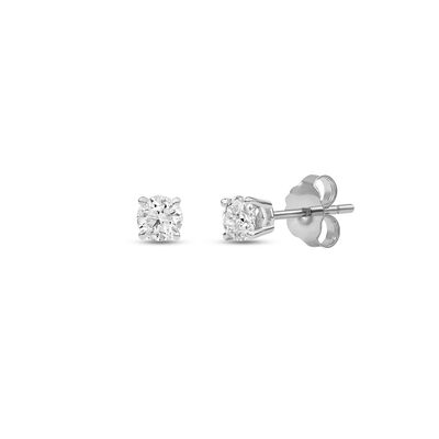 Lab Grown Diamond Round Solitaire Stud Earrings in 14K Gold