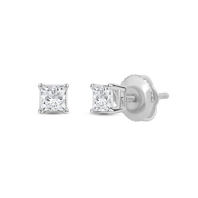 Lab Grown Diamond Princess-Cut Solitaire Stud Earrings in 14K Gold