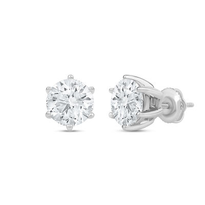 Lab Grown Diamond Round Solitaire Stud Earrings in 14K Gold