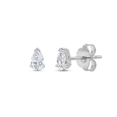Lab Grown Diamond Pear-Shaped Solitaire Stud Earrings in 14K Gold