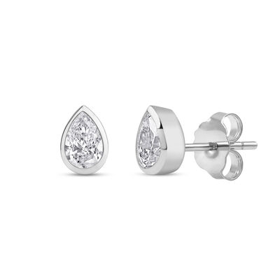 Lab Grown Diamond Bezel-Set Pear-Shaped Solitaire Stud Earrings