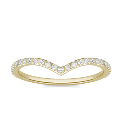 Lab-Created Moissanite Contour Band in 14K Gold
